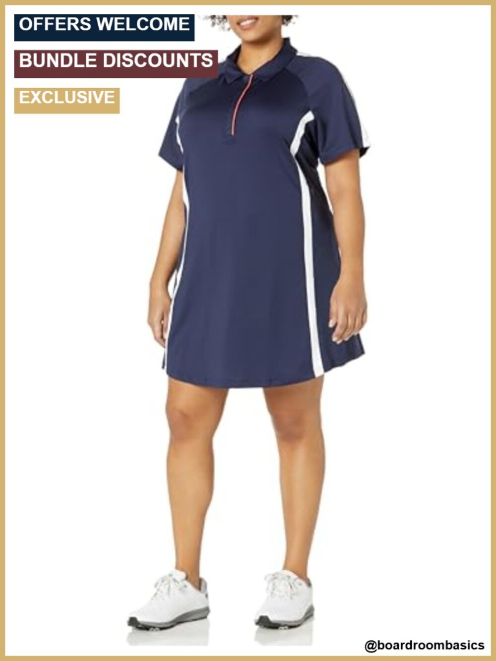 Plus Swing Tech Short Sleeve Golf Dress with Built-in Short UPF 50